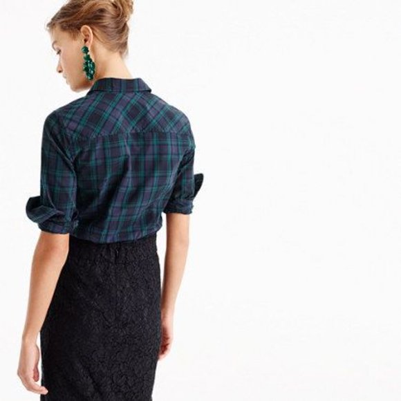 CLUB-COLLAR PERFECT SHIRT IN BLACK WATCH PLAID - Picture 3 of 13